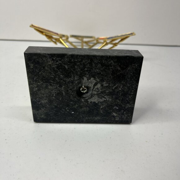 Vintage Brass Desktop Organizer Desk Memo Tree Note Clip Display MCM Marble Base - Picture 13 of 14